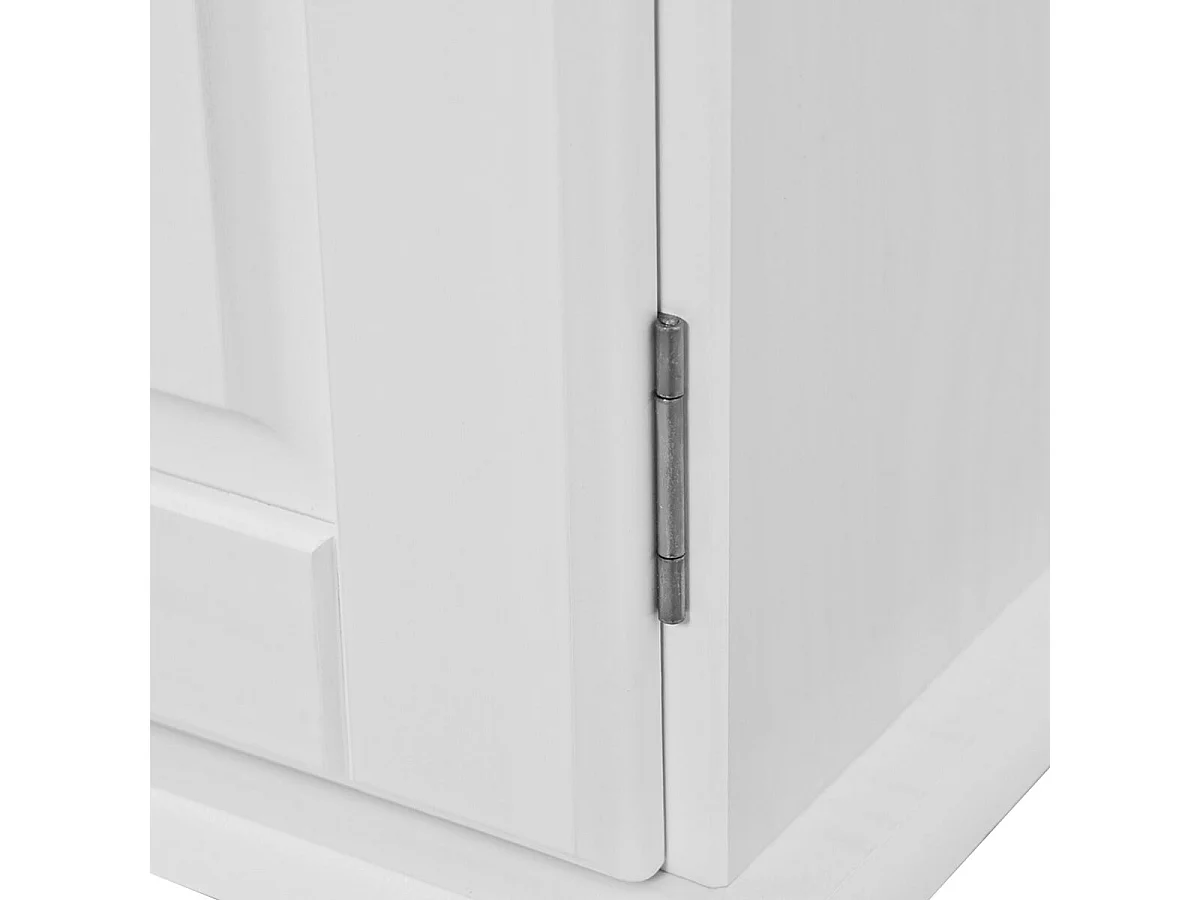 LAURIE - Buffet Vaisselier 5 Portes 3 Tiroirs Bois Massif Vernis Blanc