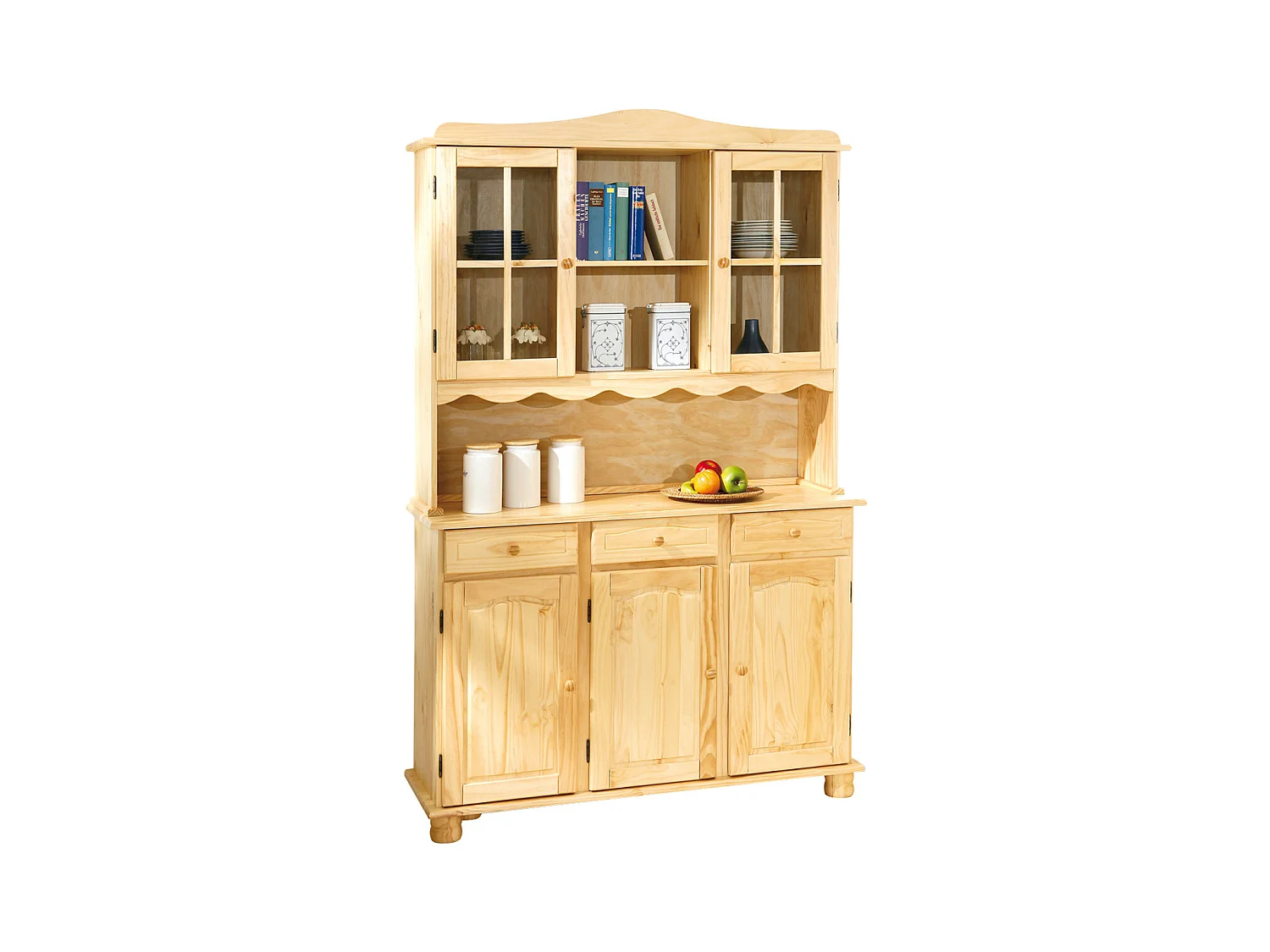 STAN - Buffet Vaisselier 5 Portes 3 Tiroirs Bois Massif