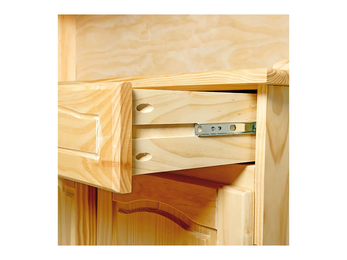 STAN - Buffet Vaisselier 5 Portes 3 Tiroirs Bois Massif