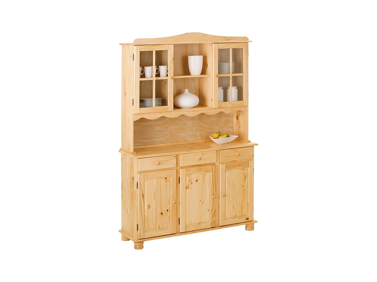 STAN - Buffet Vaisselier 5 Portes 3 Tiroirs Bois Massif
