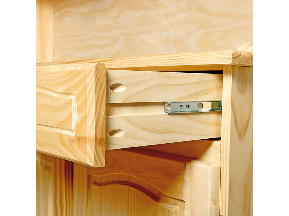 STAN - Buffet Vaisselier 5 Portes 3 Tiroirs Bois Massif