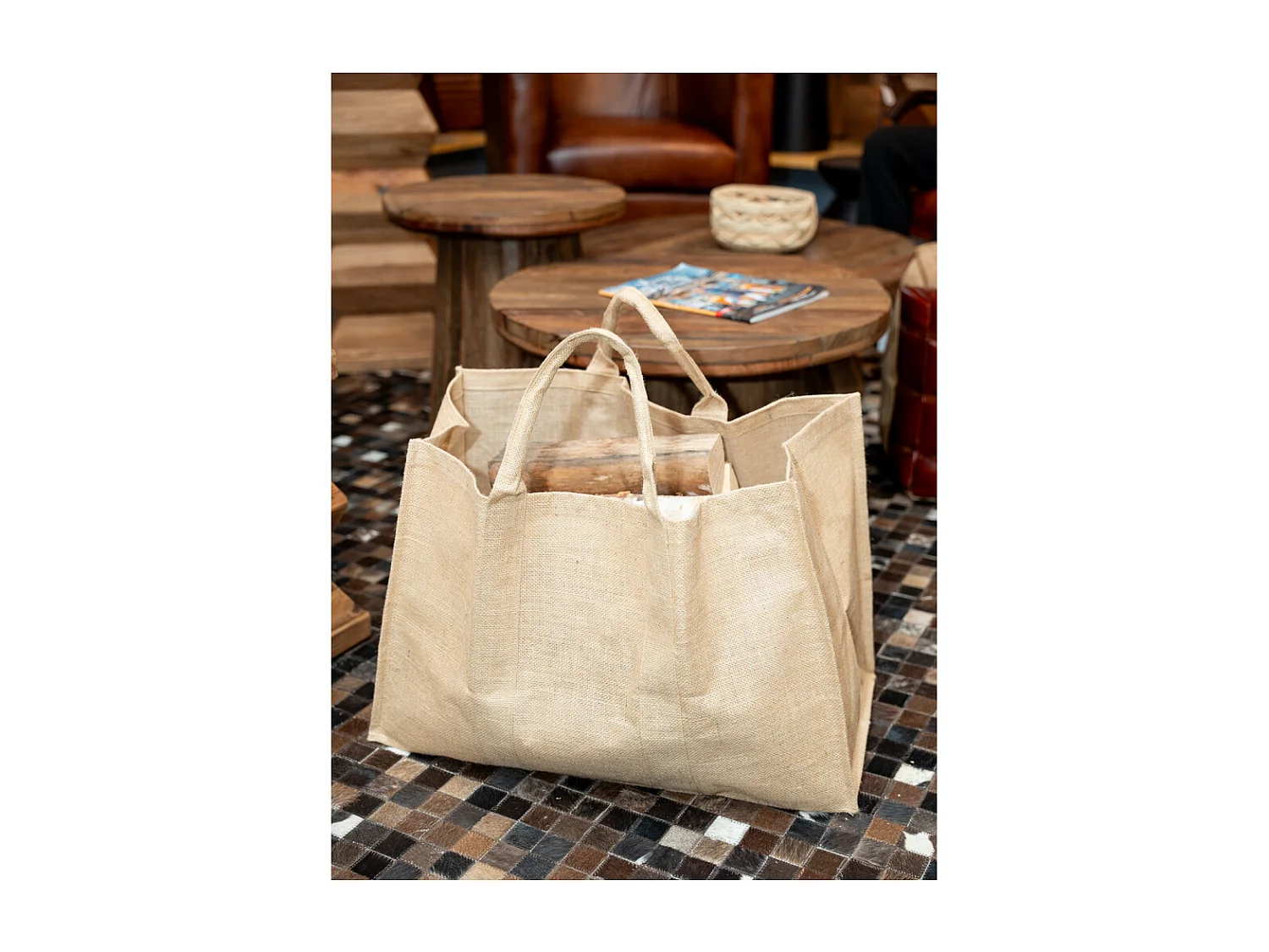 Sac à bûches cerf naturel