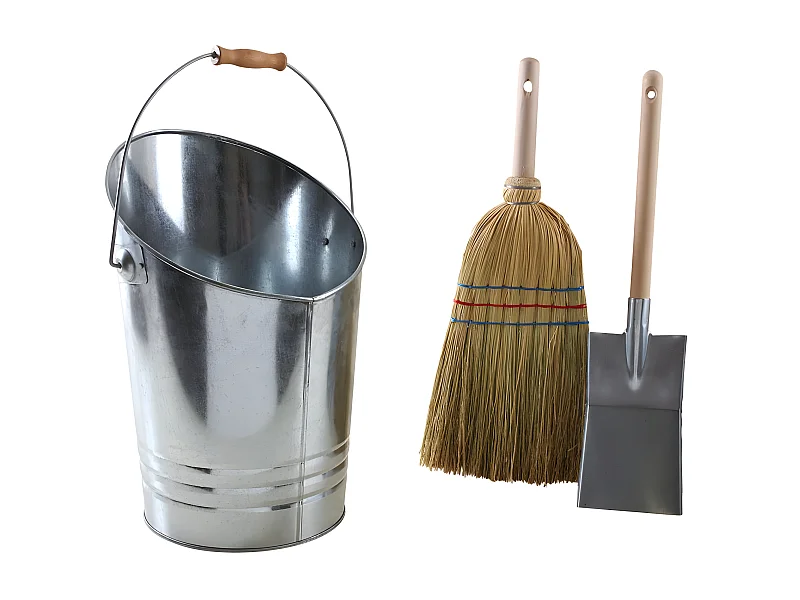 Seau à cendres avec balai et pelle