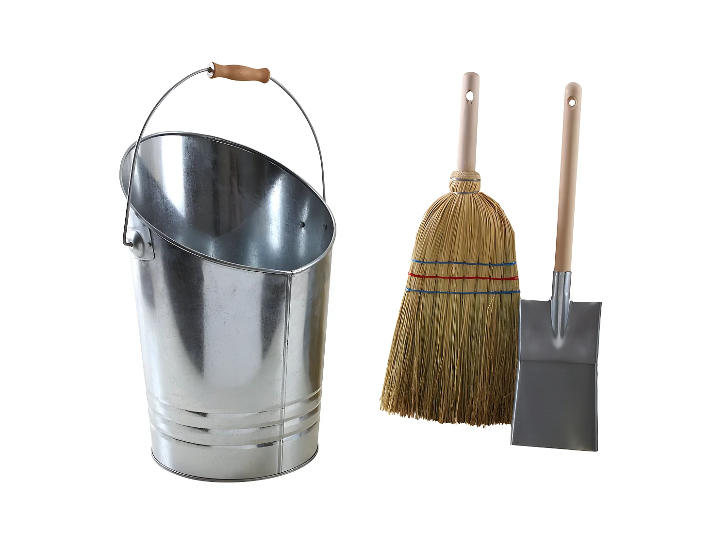 Seau à cendres avec balai et pelle