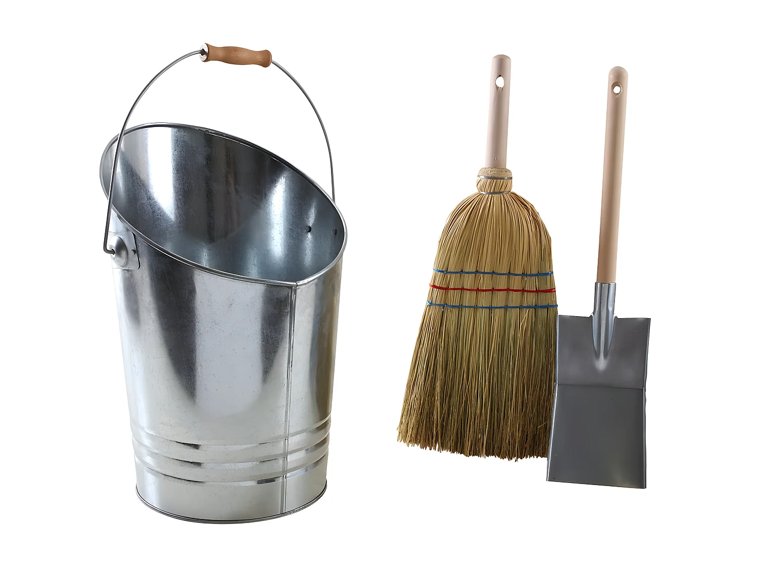Seau à cendres avec balai et pelle