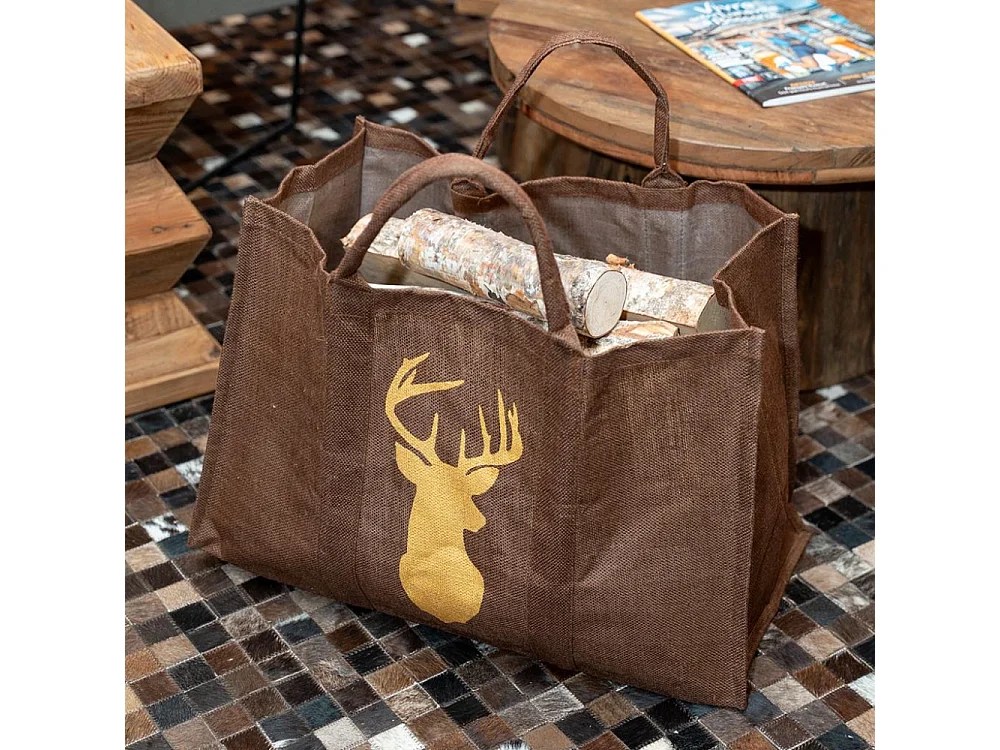 Sac à bûches cerf marron