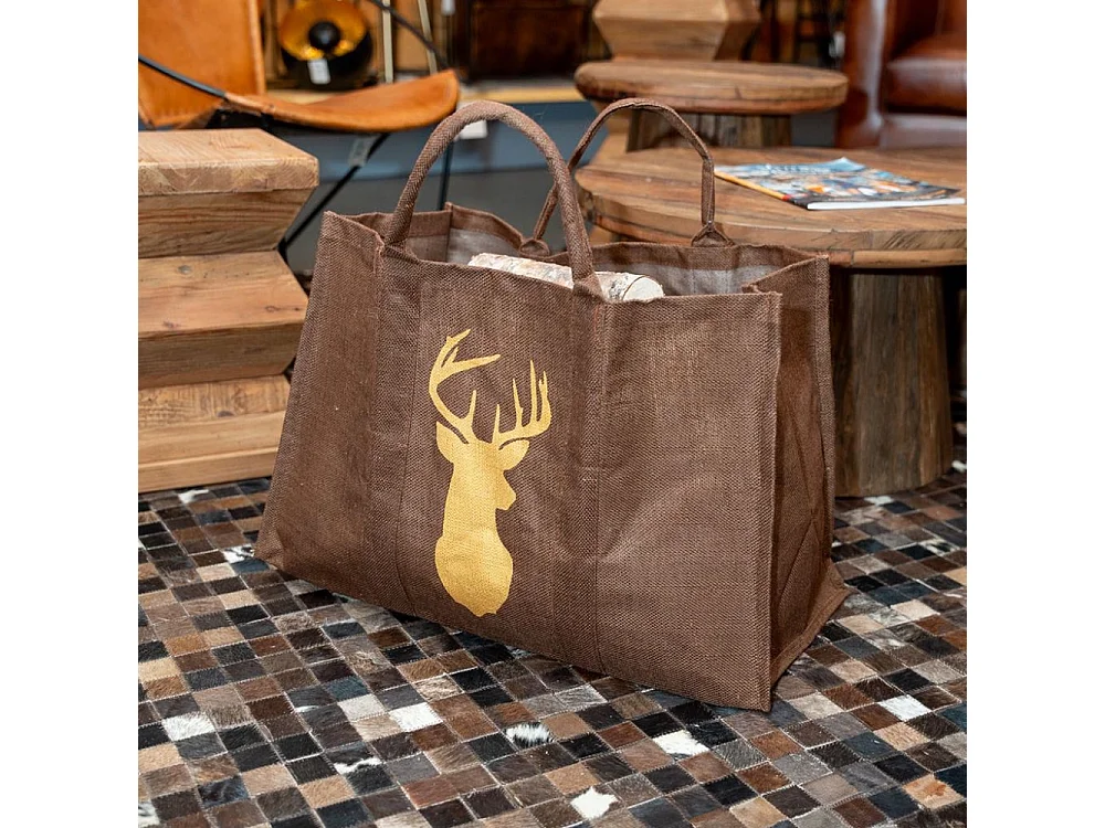 Sac à bûches cerf marron