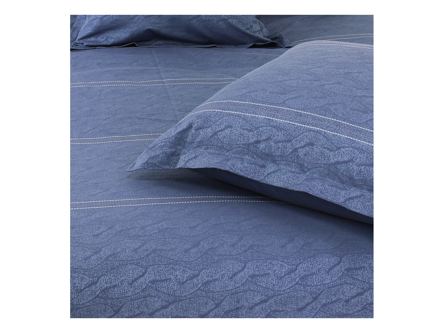 Parure de lit 260x240 cm Satin de coton VENDOME Bleu foncé