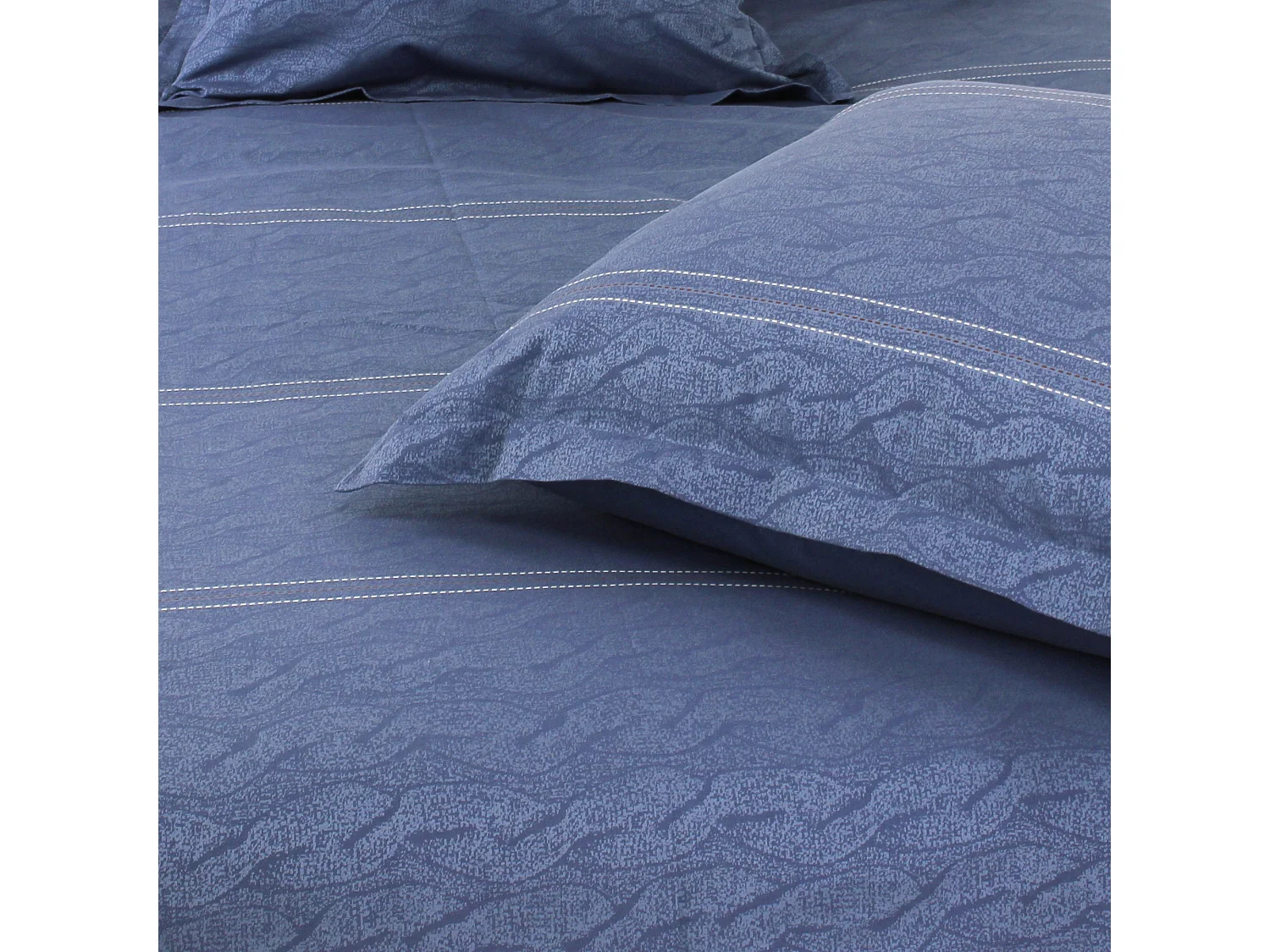 Parure de lit 260x240 cm Satin de coton VENDOME Bleu foncé