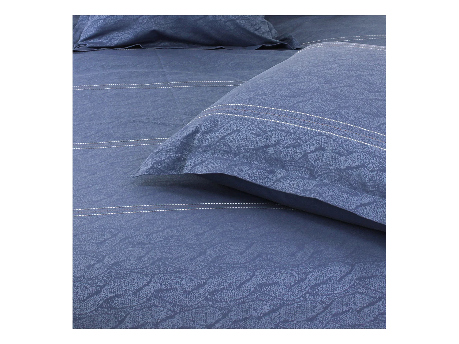 Parure de lit 240x220 cm Satin de coton VENDOME Bleu foncé