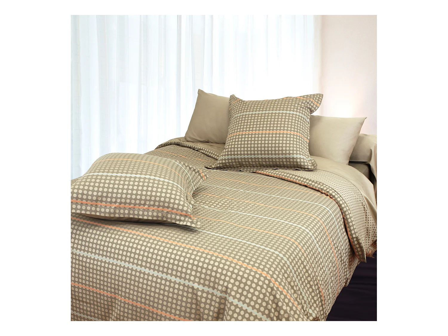 Parure de lit 240x220 cm Satin de coton DAUPHINE Marron