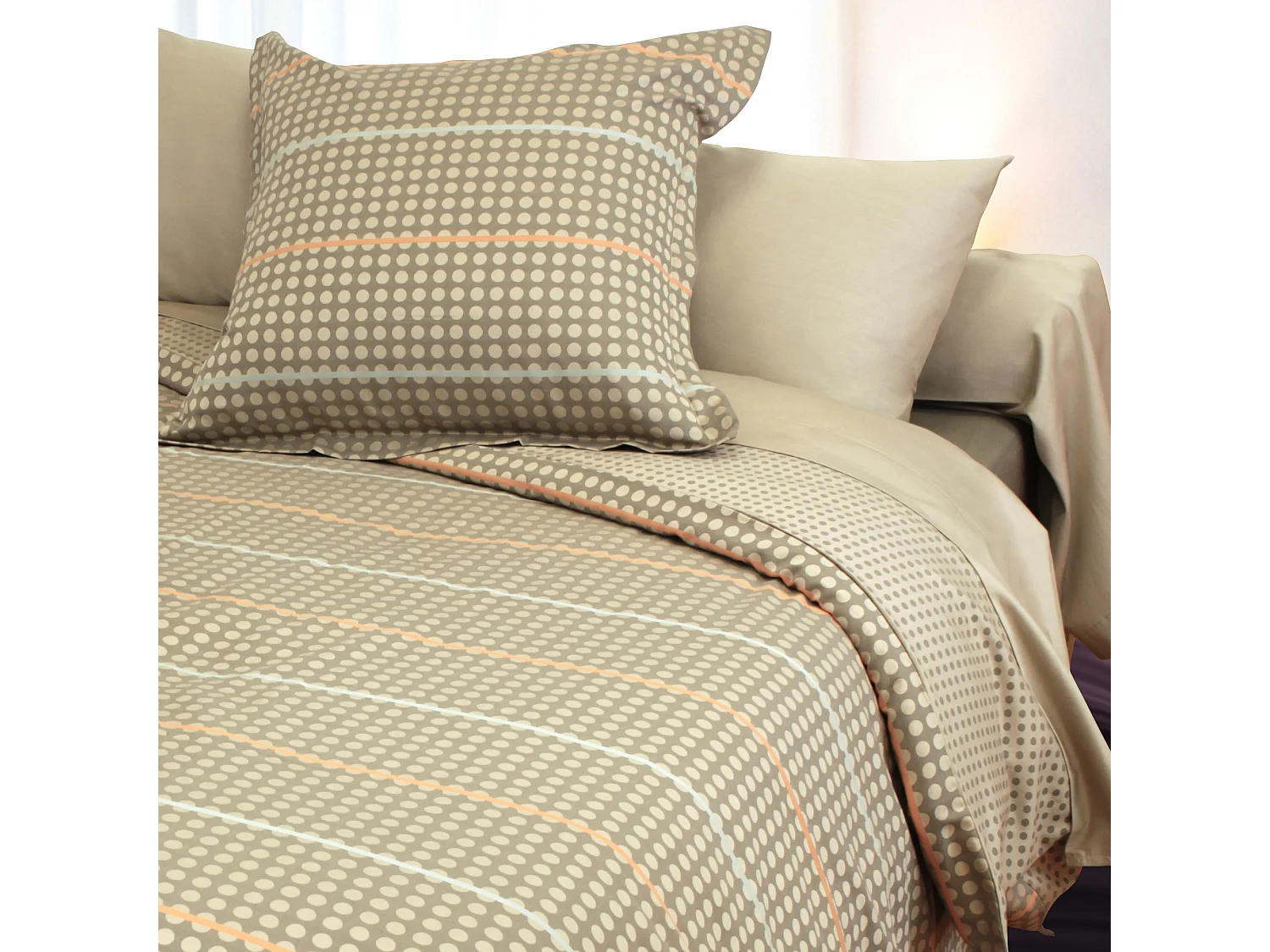 Parure de lit 240x220 cm Satin de coton DAUPHINE Marron