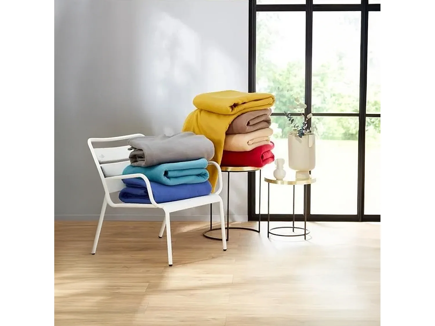 Couverture polaire 240x260 cm Isba violet Prune 100% Polyester 320 g/m2 traité non-feu