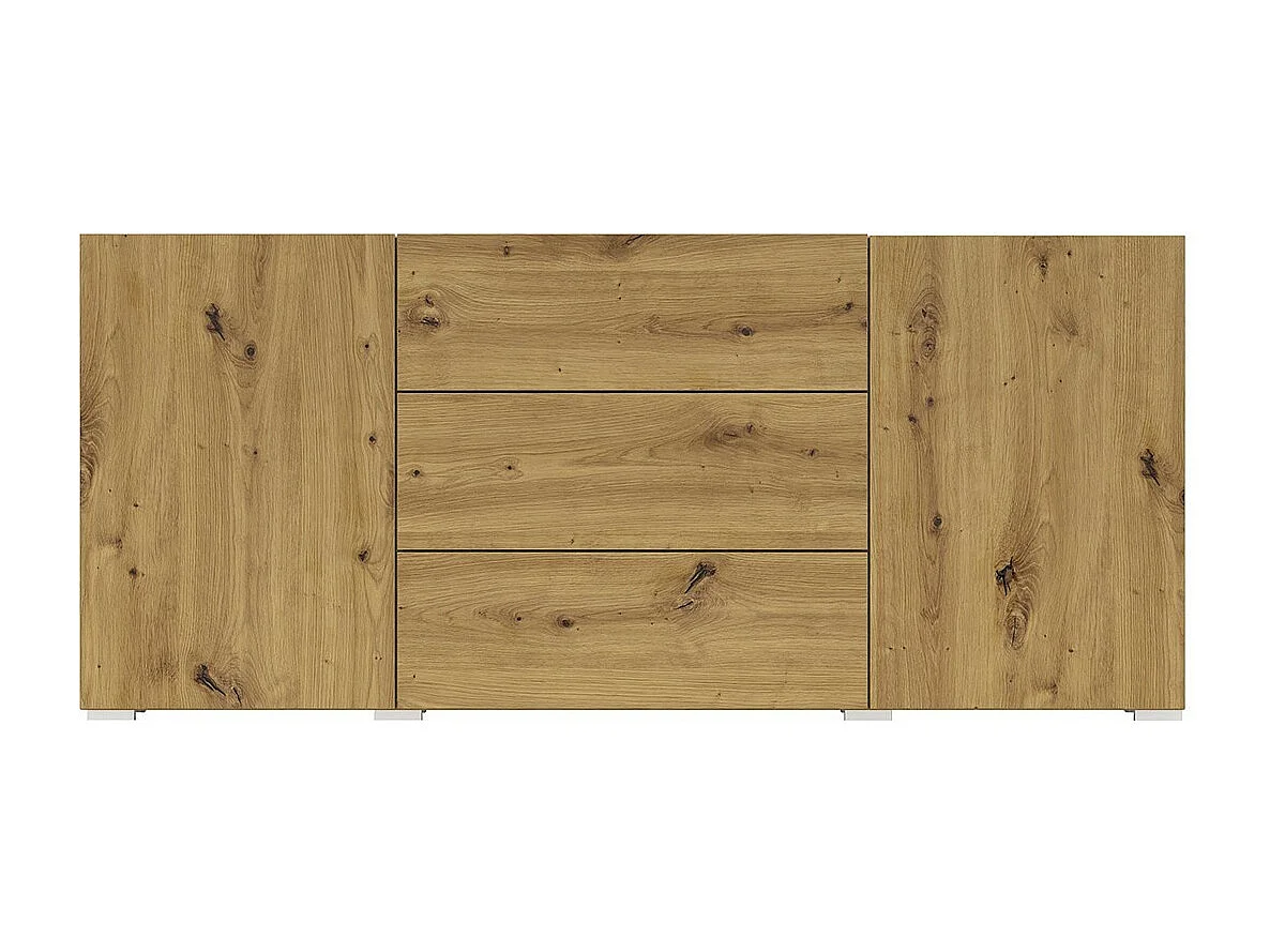 Buffet 140 cm coleção EVA 2 portas e 3 gavetas. Cor carvalho e preto.