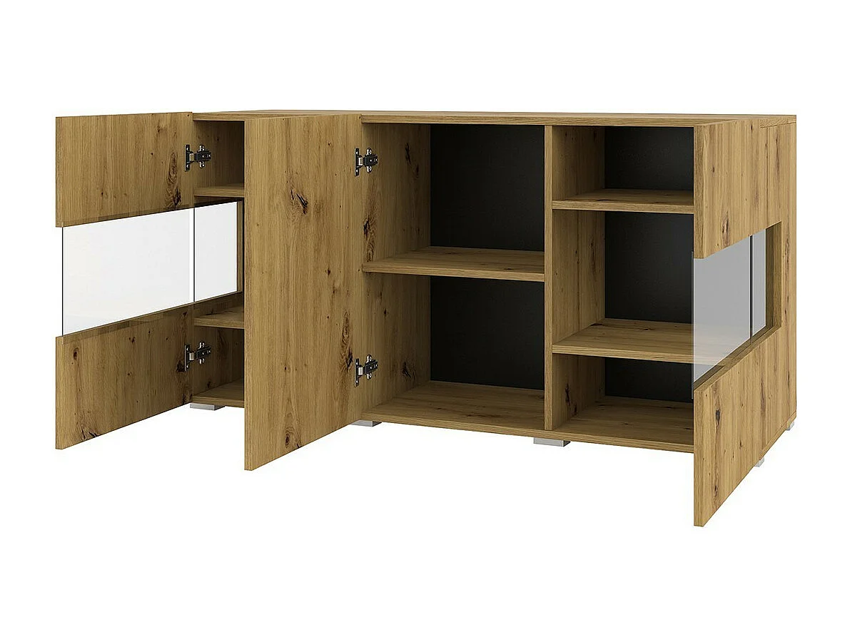 Buffet 120cm collection EVA 3 portes. Couleur chêne et noir.