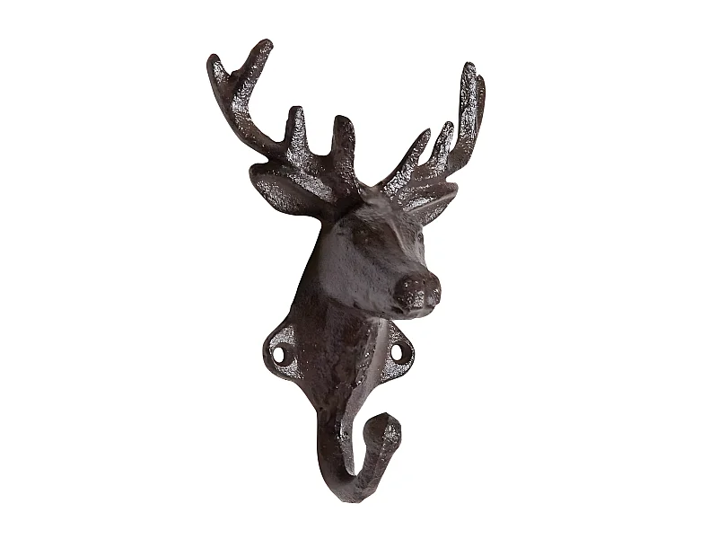 Patère 1 crochet tête de cerf en fonte