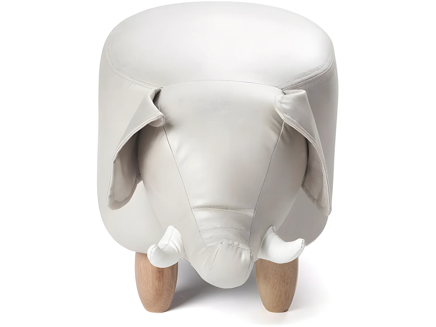 Tabouret pouf enfant éléphant CLINT (Beige)