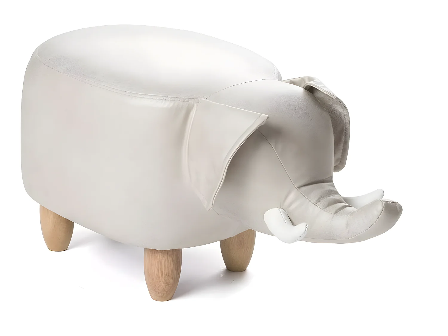 Tabouret pouf enfant éléphant CLINT (Beige)