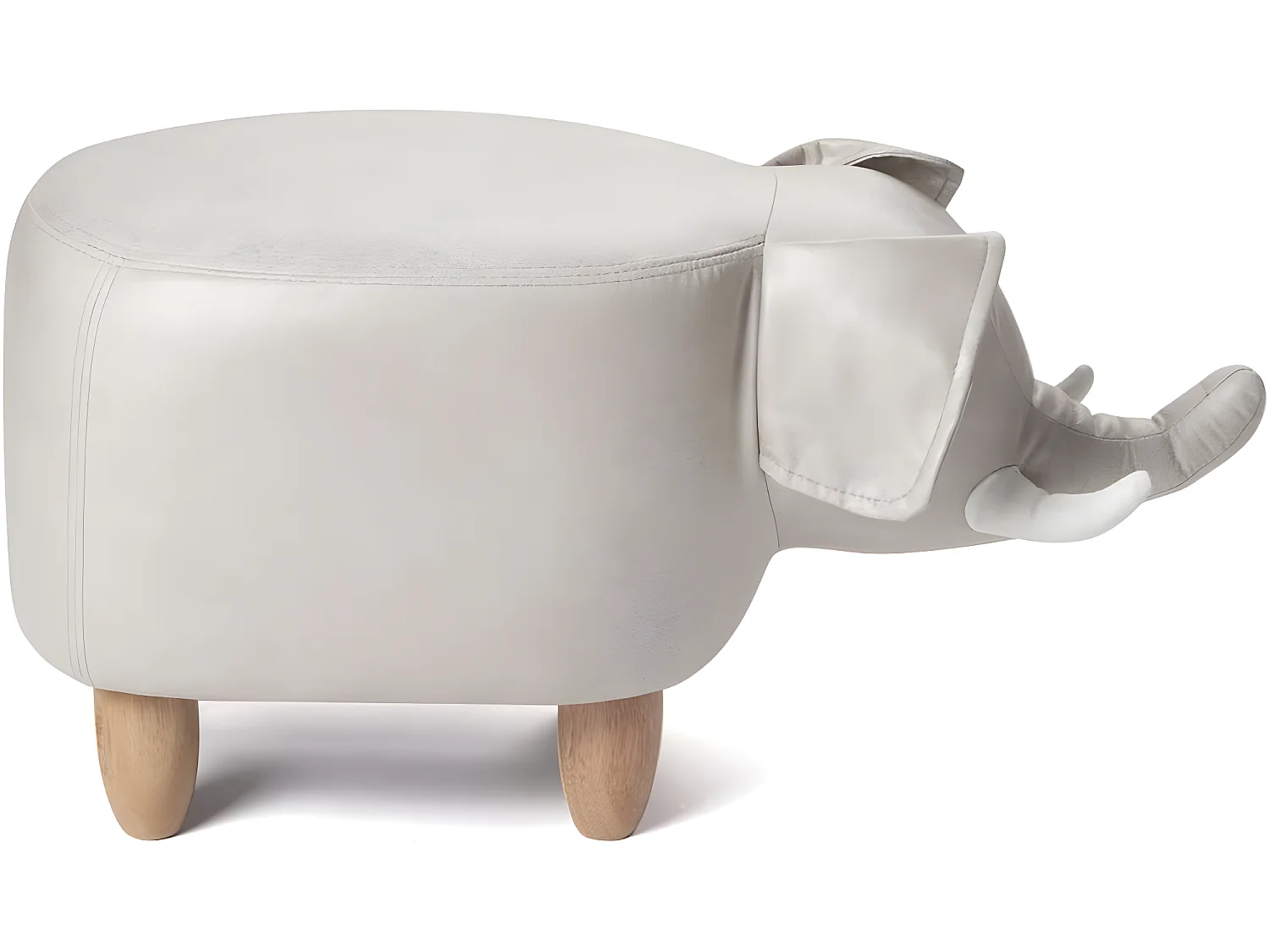 Tabouret pouf enfant éléphant CLINT (Beige)