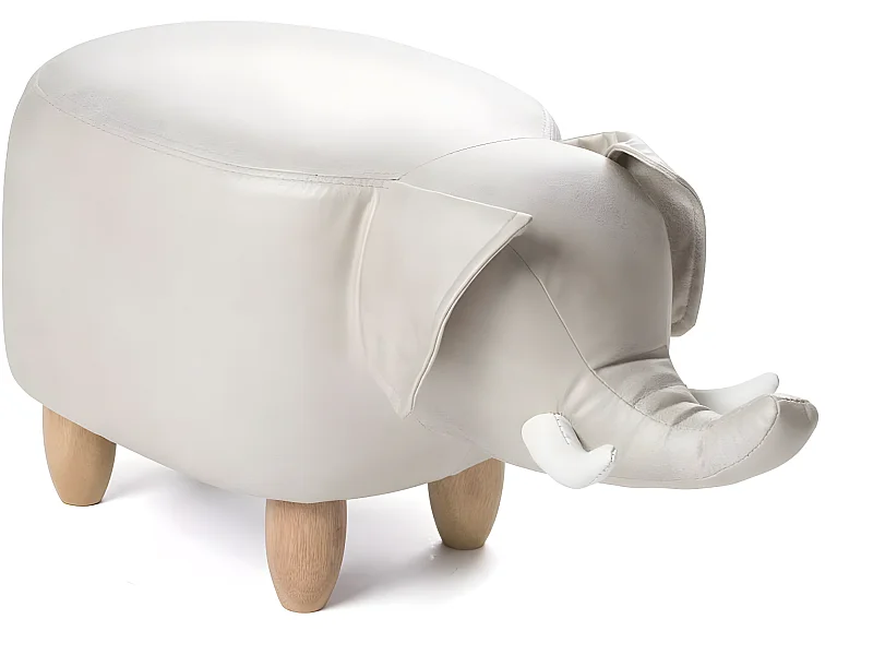 Tabouret pouf enfant éléphant CLINT (Beige)