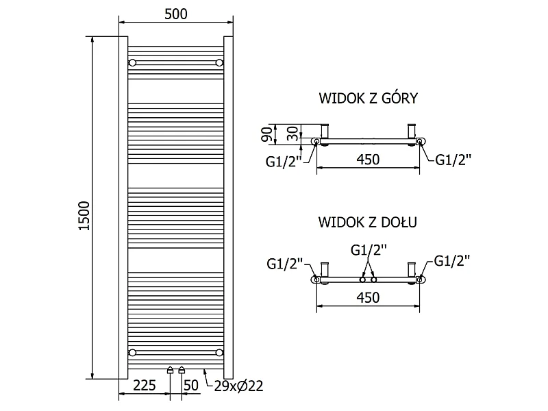 Mexen Mars radiateur électrique 1500 x 500 mm, 600 W, noir - W110-1500-500-6600-70