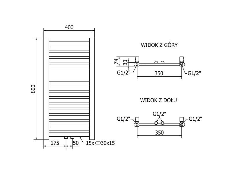Mexen Hades radiateur électrique 800 x 400 mm, 300 W, doré - W104-0800-400-2300-50