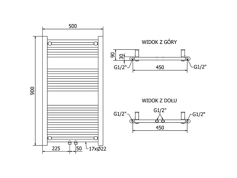 Mexen Mars radiateur électrique 900 x 500 mm, 300 W, chrome - W110-0900-500-2300-01
