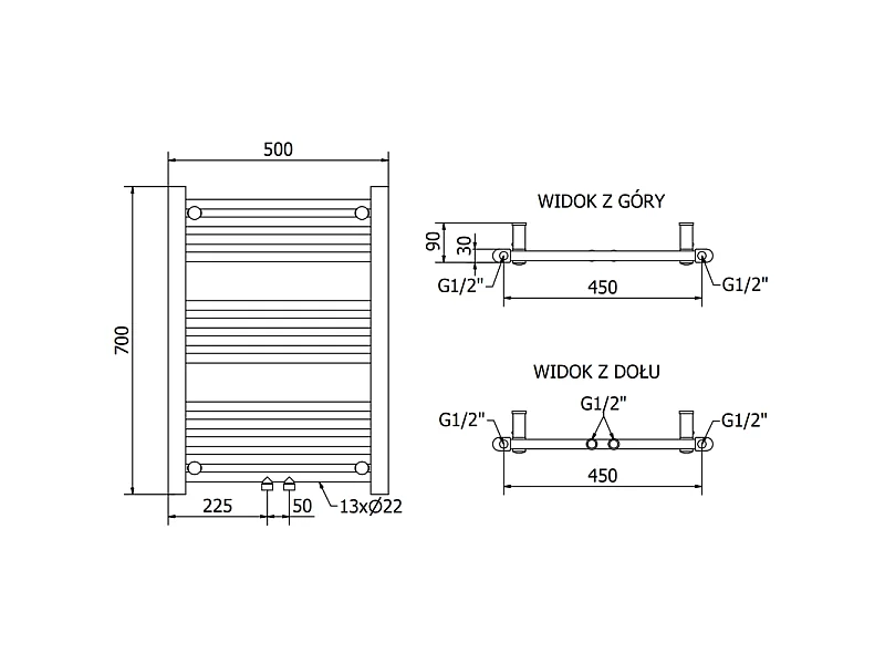 Mexen Mars električni radiator 700 x 500 mm, 300 W, krom - W110-0700-500-2300-01
