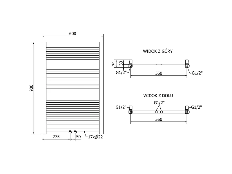Mexen Mars elektrischer Heizkörper 900 x 600 mm, 300 W, gold - W110-0900-600-2300-50