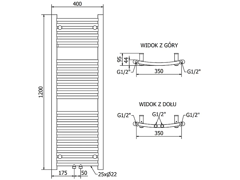 Mexen Ares radiateur électrique 1200 x 400 mm, 400 W, noir - W102-1200-400-6400-70