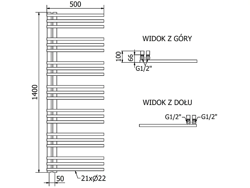 Mexen Neptun radiateur électrique 1400 x 500 mm, 600 W, blanc - W101-1400-500-2600-20