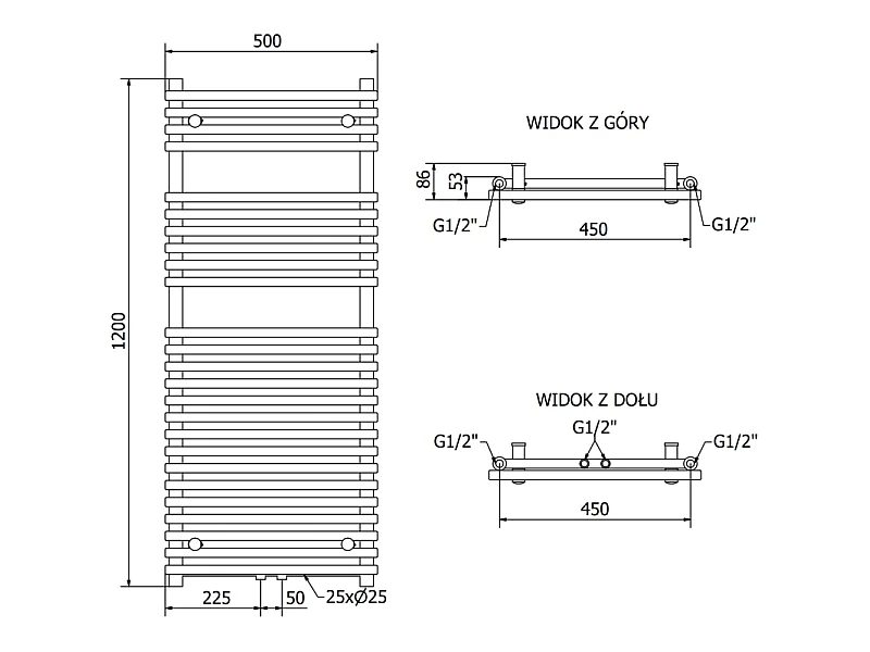 Mexen Sol radiateur électrique 1200 x 500 mm, 600 W, anthracite - W125-1200-500-2600-66