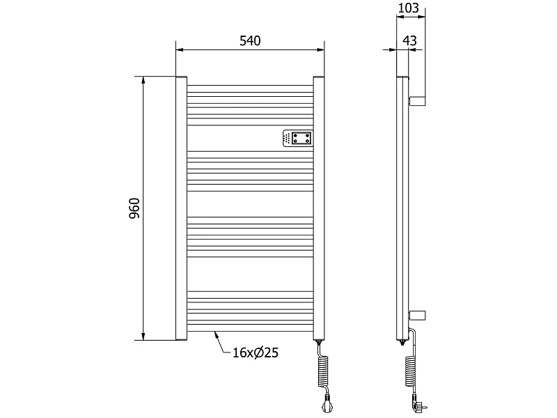 Mexen Aran radiateur électrique 960 x 500 mm, 500 W, blanc - W306-0960-540-00-20