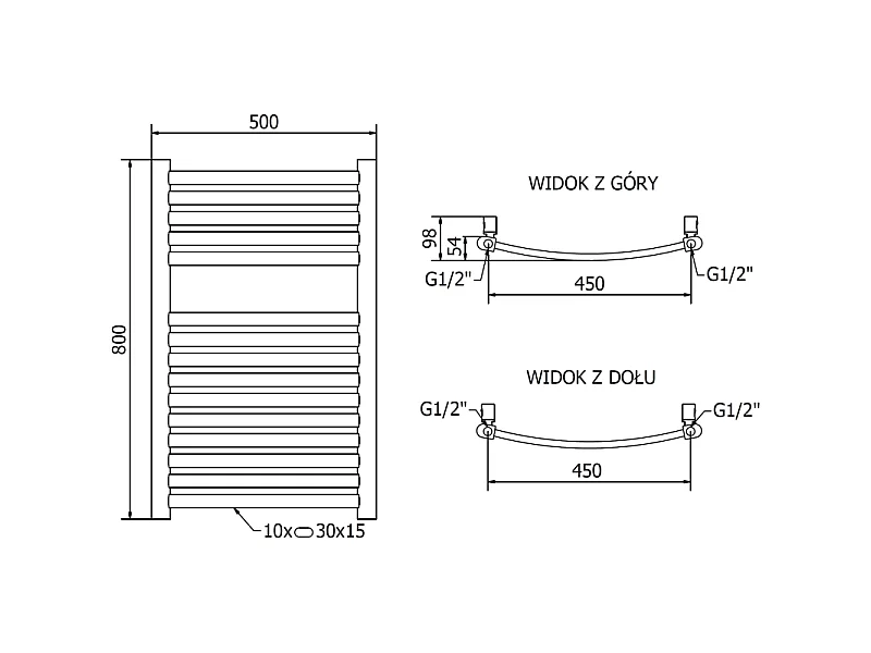 Mexen Helios radiateur électrique 800 x 500 mm, 300 W, doré - W103-0800-500-2300-50