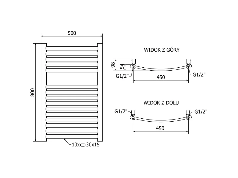 Mexen Helios radiateur électrique 800 x 500 mm, 300 W, doré - W103-0800-500-2300-50
