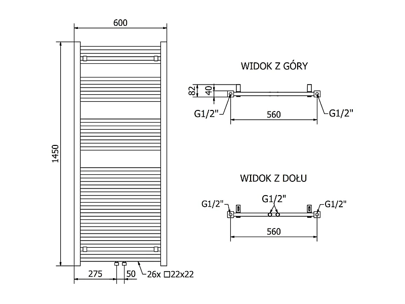 Mexen Pluton radiateur électrique 1450 x 600 mm, 900 W, blanc - W106-1450-600-2900-20