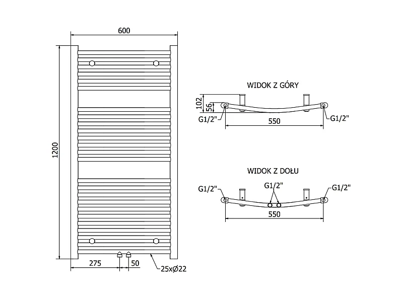 Mexen Ares radiateur électrique 1200 x 600 mm, 600 W, blanc - W102-1200-600-6600-20