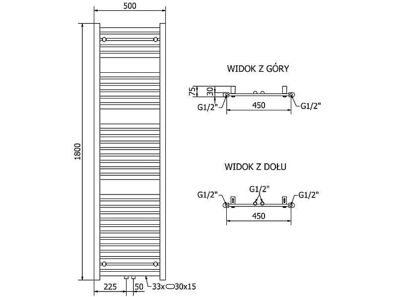 Mexen Hades radiateur électrique 1800 x 500 mm, 900 W, blanc - W104-1800-500-2900-20