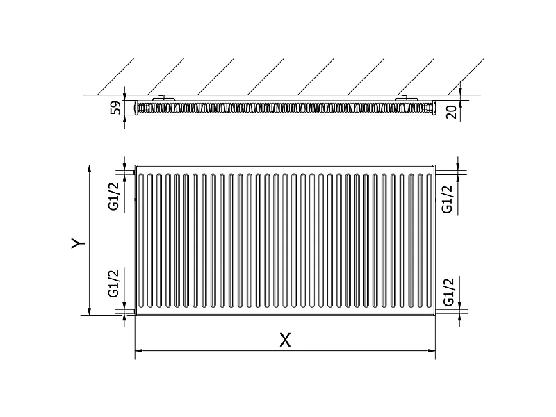 Mexen C11 panel radiator 400 x 1400 mm, side connection, 907 W, white - W411-040-140-00