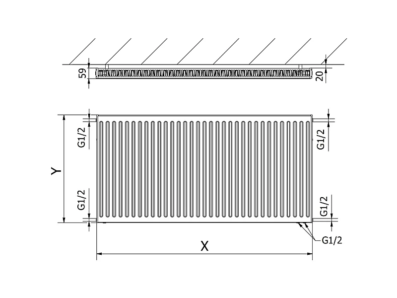 Mexen CV11 Panel Radiator 500 x 700 mm, Bottom Connection, 558 W, White - W611-050-070-00