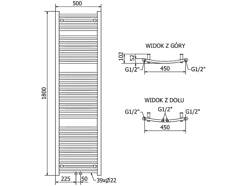 Mexen Ares radiateur électrique 1800 x 500 mm, 900 W, blanc - W102-1800-500-6900-20