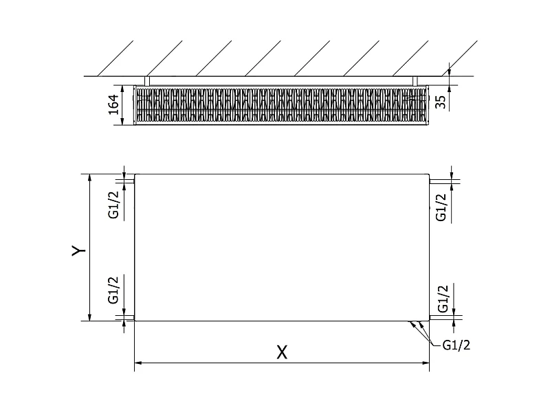 Mexen Flat CVF33 panel radiator 600 x 500 mm, bottom connection, 1100 W, white - W633F-060-050-00