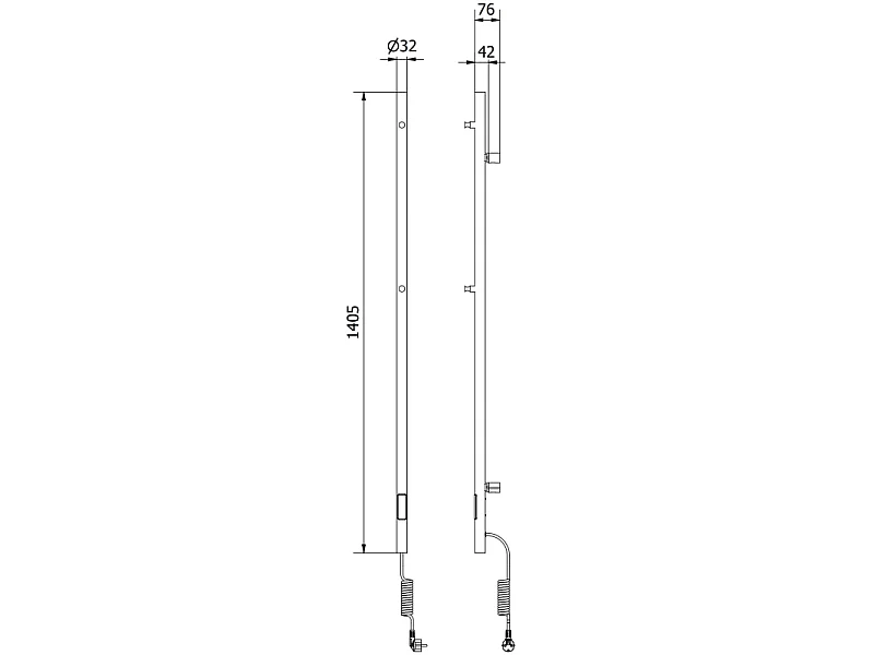 Mexen Pino elektrisk radiator med håndklædeholdere 1405 x 32 mm, 75 W, sort - W301-1405-032-00-70