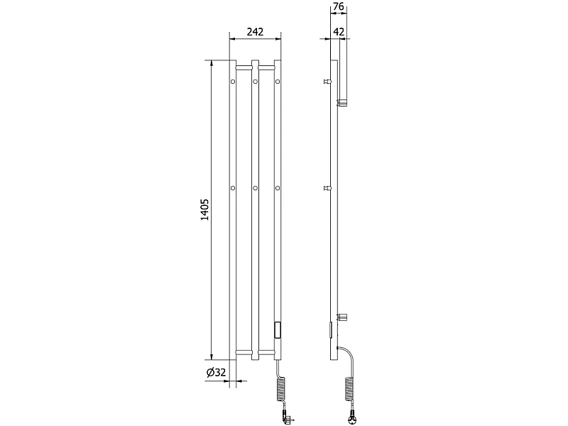 Mexen Pino radiateur électrique avec supports pour serviettes 1405 x 242 mm, 200 W, noir - W301-1405-242-00-70