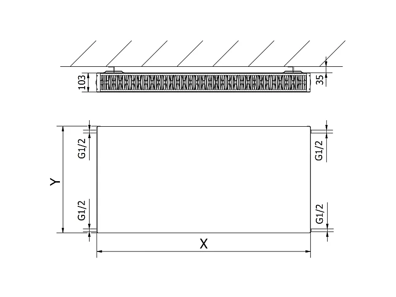Mexen Flat CF22 panel radiator 600 x 700 mm, side connection, 1108 W, white - W422F-060-070-00