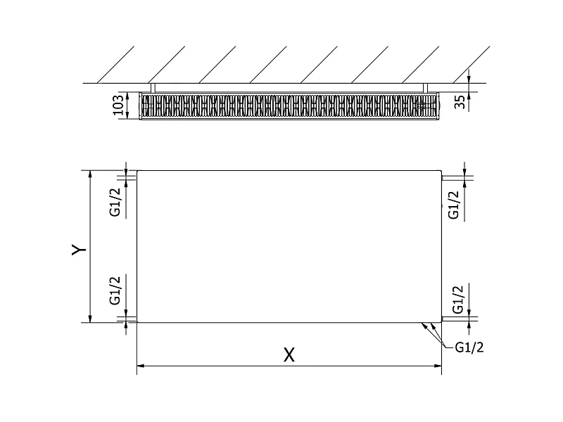 Mexen Flat CVF22 panel radiator 300 x 400 mm, bottom connection, 360 W, white - W622F-030-040-00