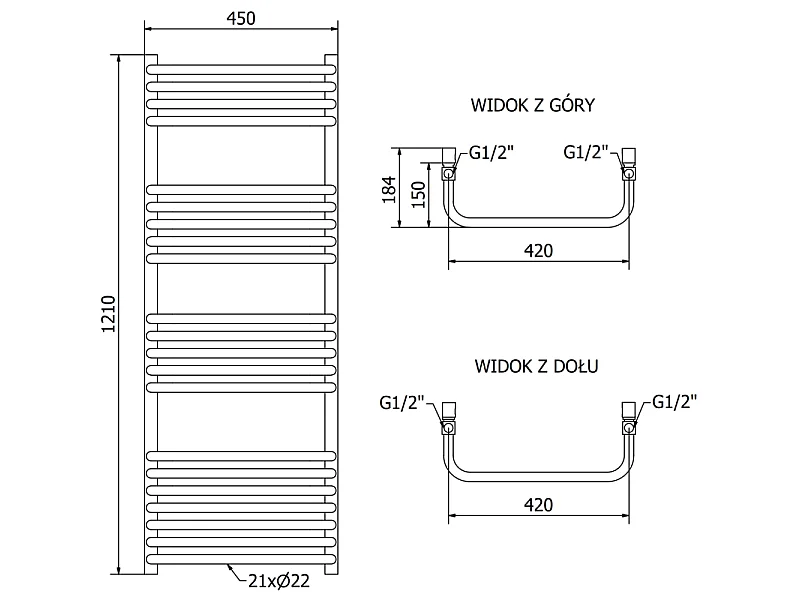 Mexen Apollo radiateur électrique 1210 x 450 mm, 600 W, noir - W117-1210-450-2600-70