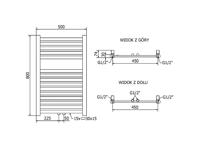Mexen Hades radiateur électrique 800 x 500 mm, 300 W, doré - W104-0800-500-2300-50