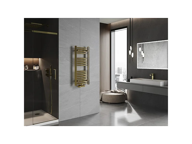 Mexen Ares radiador de casa de banho 900 x 400 mm, 246 W, dourado - W102-0900-400-00-50