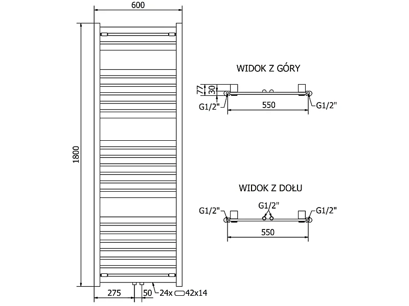 Mexen Uran radiateur électrique 1800 x 600 mm, 900 W, blanc - W105-1800-600-2900-20